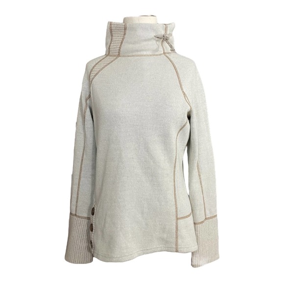 Prana Sweaters - prAna Lucia Mock Neck Wool Blend Sweater Womens M Beige Tan Long Sleeve